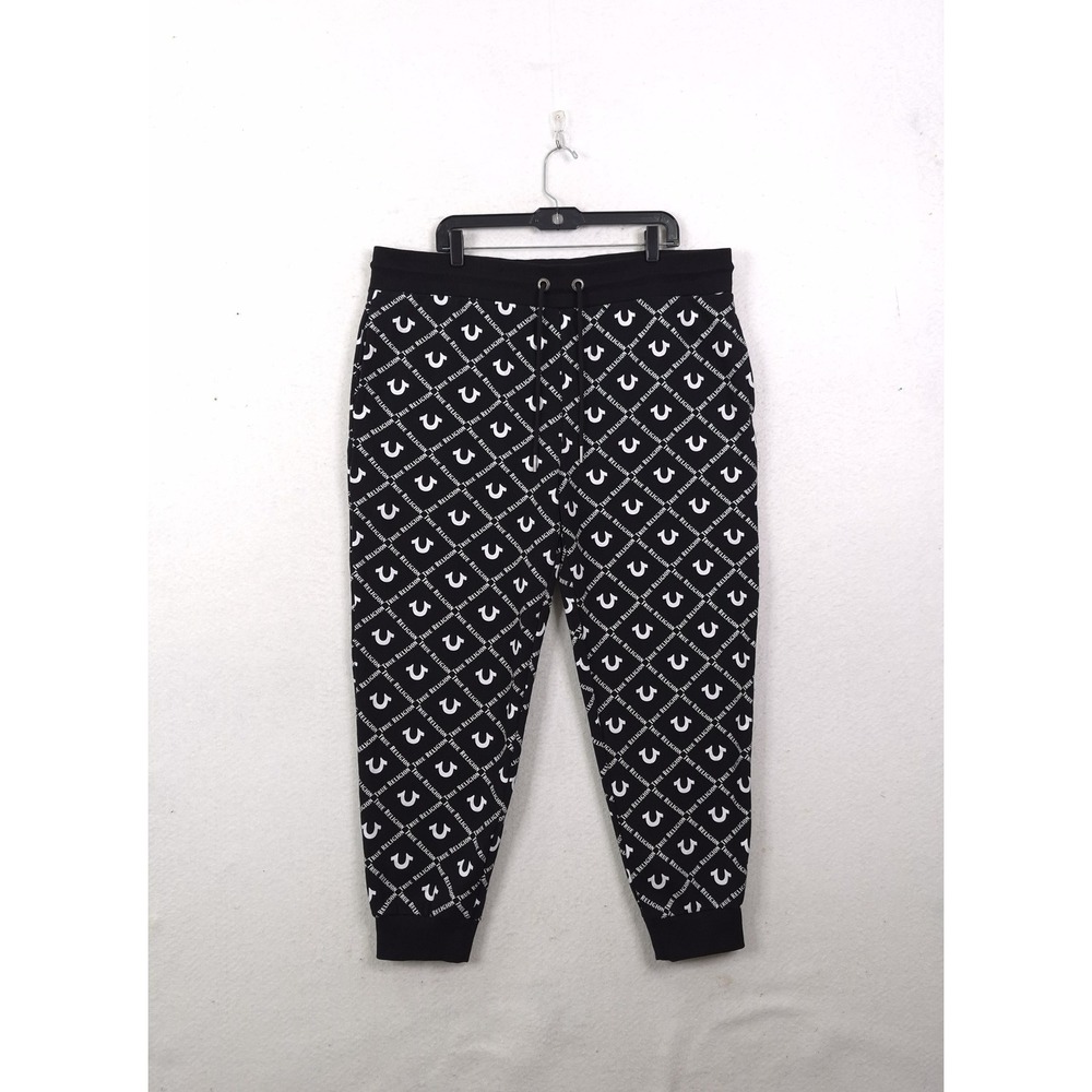 True Religion Allover Horseshoe Logo Sweatpants Joggers 2XL Casual Streetwear